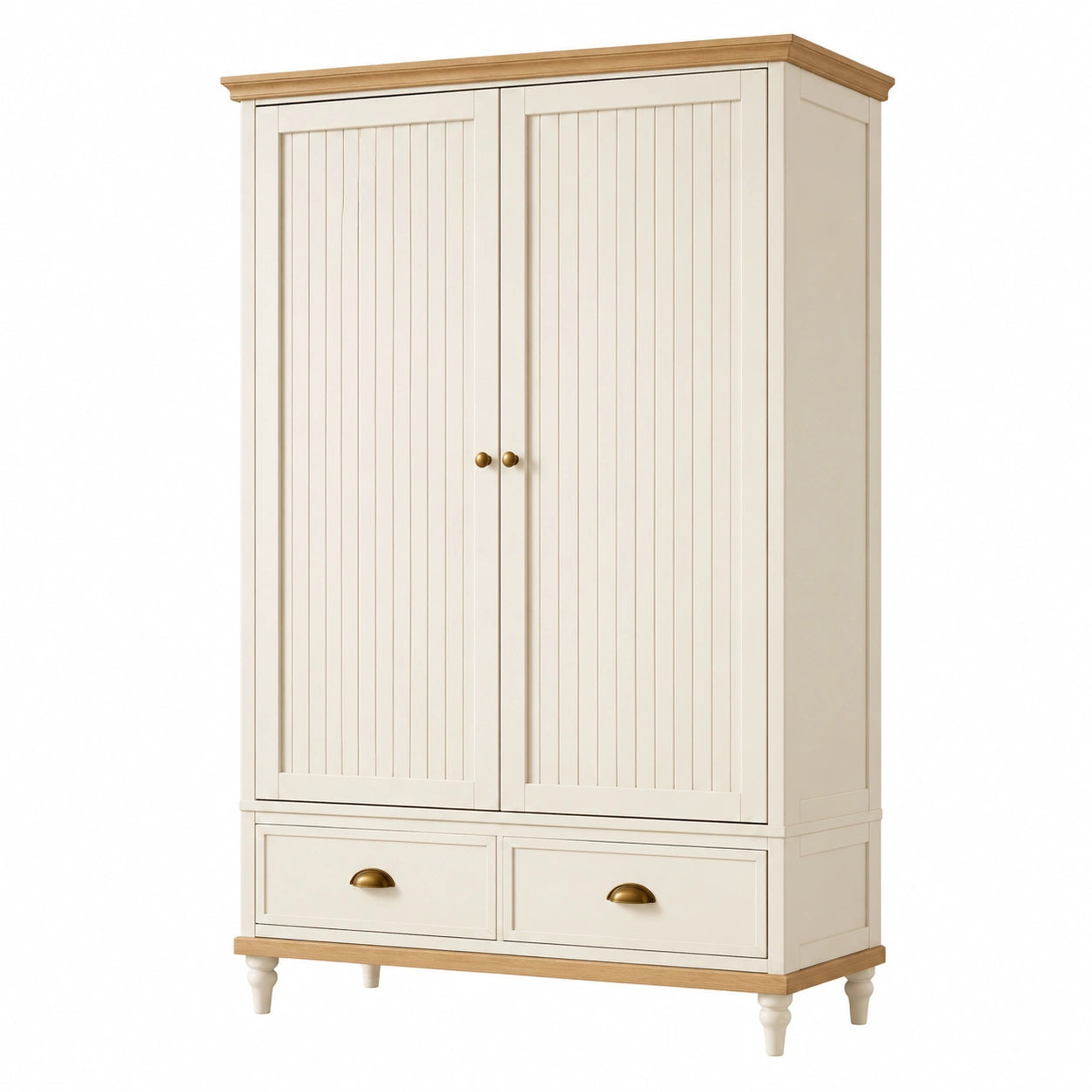 Armadio a due ante in MDF e legno bianco