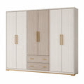 Armadio in legno e maniglie dorate 200x60x240 cm beige
