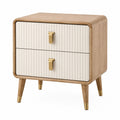 Comodino in Legno e Metallo a Doppio Cassetto 50x40x60 cm Beige/Naturale