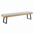 Panca in legno con seduta in tessuto e gambe in metallo 200x40x45 cm
